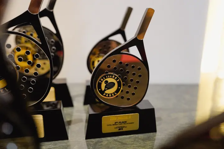 Trophies on the prize table
